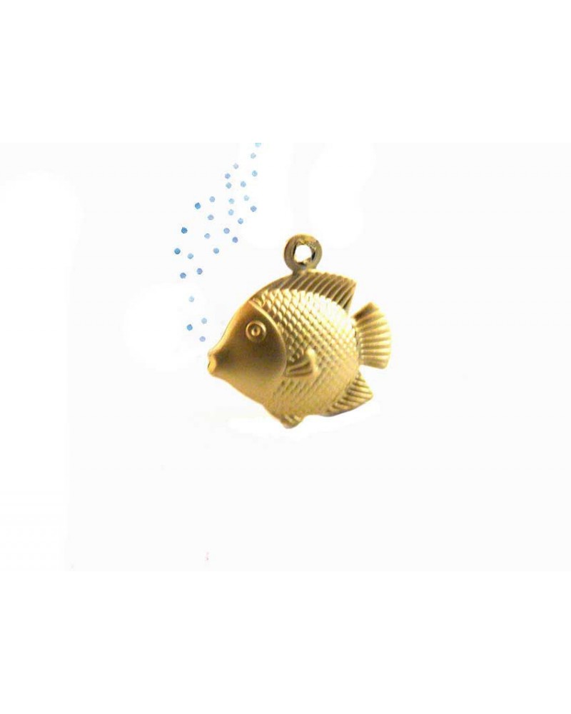 Breloque poisson 18x18mm doré satiné X1