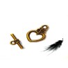 Fermoir T coeur 20x13mm bronze X 1