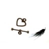 Fermoir T coeur 11x13mm bronze X 1
