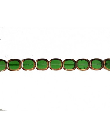 Rectangle vitrail 14mm vert bouteille X1