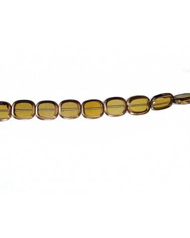 Rectangle vitrail 14x11.5mm ambre X1