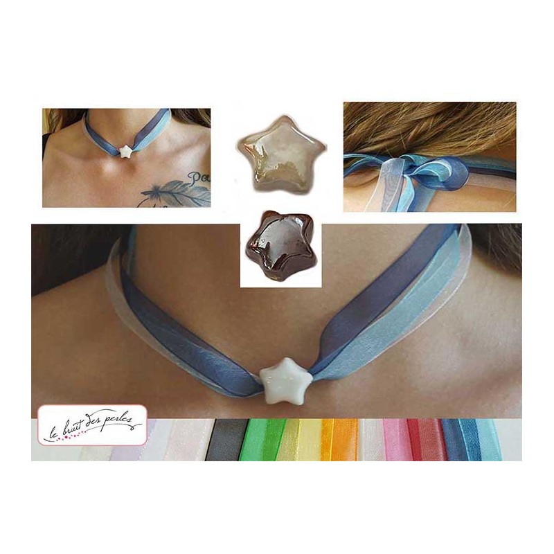 Etoile céramique 15mm Marron x 5