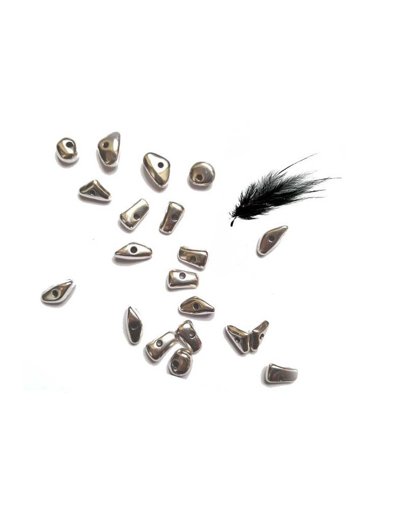 Perles irrégulières métal 8-11mm argenté 