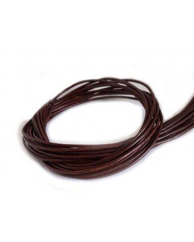 Cordon cuir chevreau brun 1.3 - 1.5mm x 105cm x1