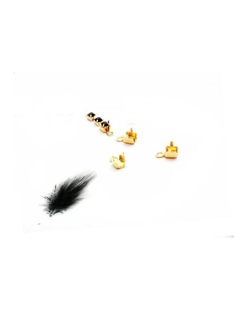 Embout chaine strass 1,5-2mm doré x 4