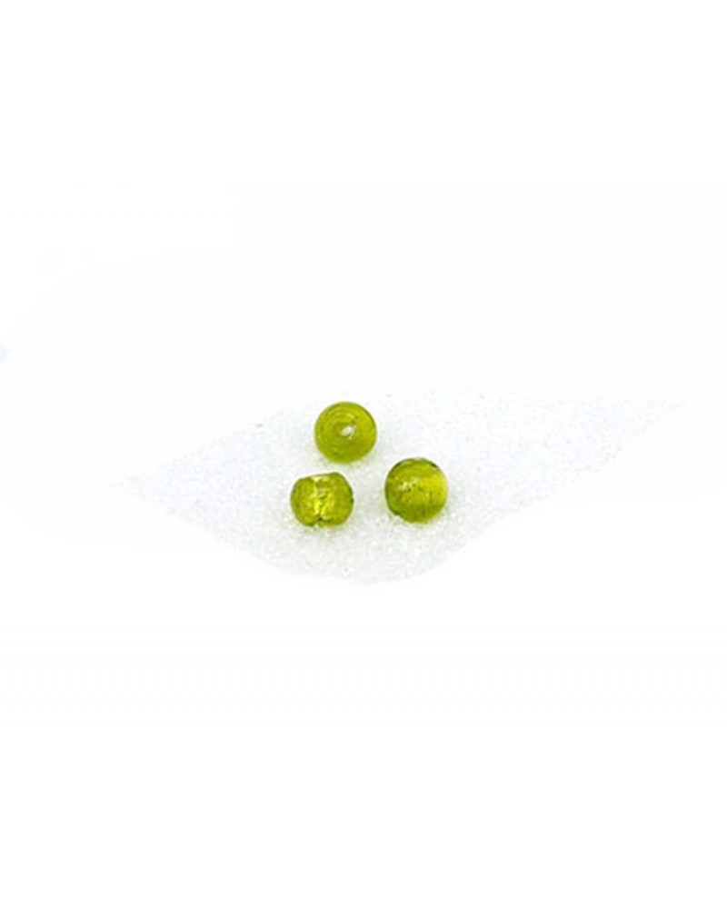 Perle-de-verre-Vert-anis-feuille-d'argent-6mm x 15