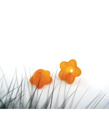 Fleur lucite 12x6mm orange X 4
