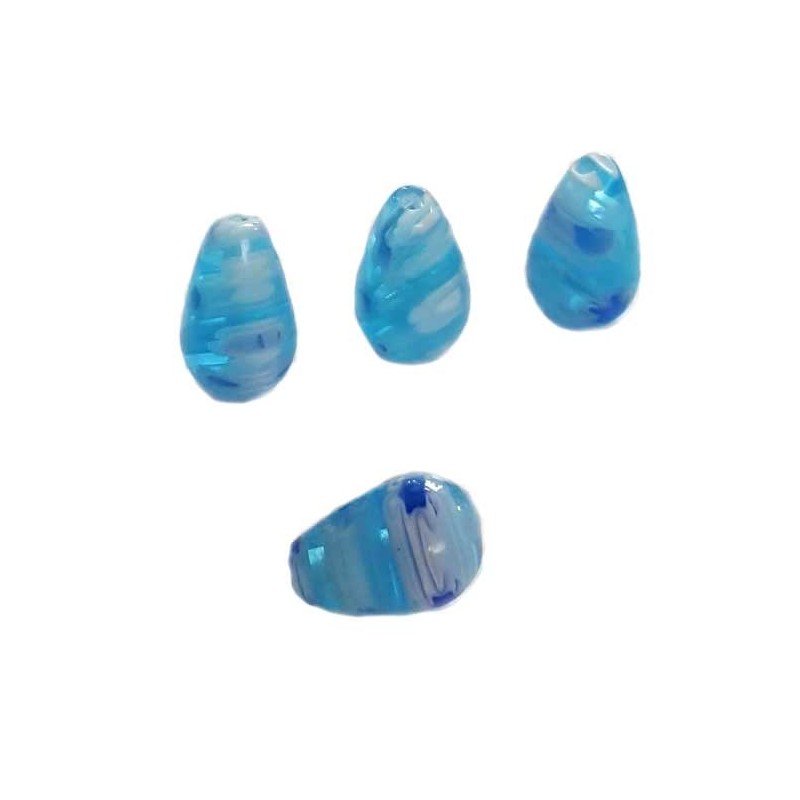 Goutte Millefiori 12x8 mm Bleu X 1
