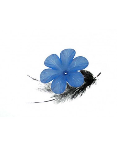 Fleur lucite 12x6mm Bleu X 4
