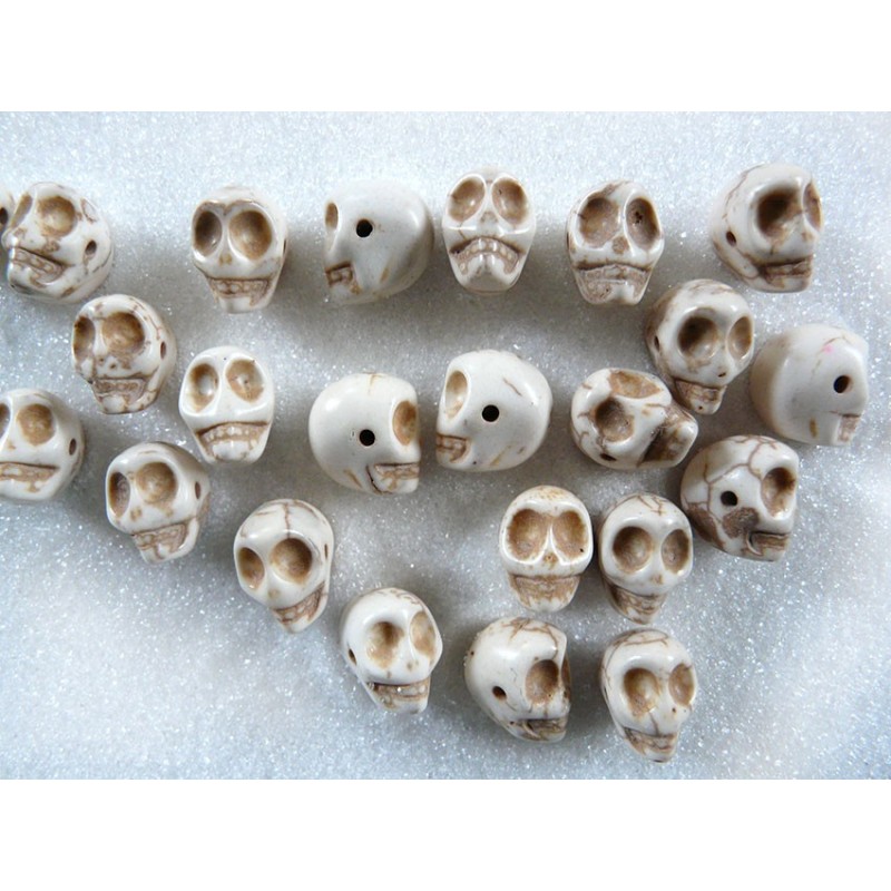 Crâne Blanc cassé Howlite synthétique 12mm