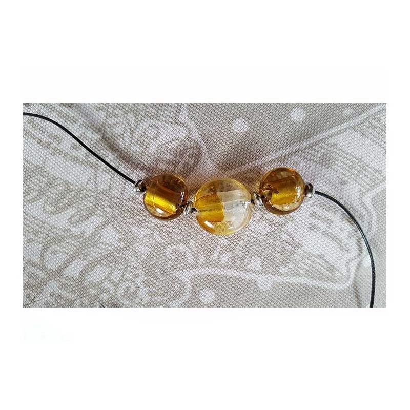 Lentille 20mm Miel et feuille d'argent x 1