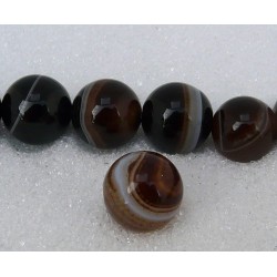 Agate de madagascar lisse marron-rayé 12mm X 1