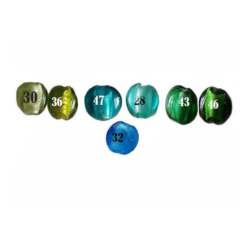 Lentille bombée feuille d'argent 15mm N°46 Vert bouteille X 1