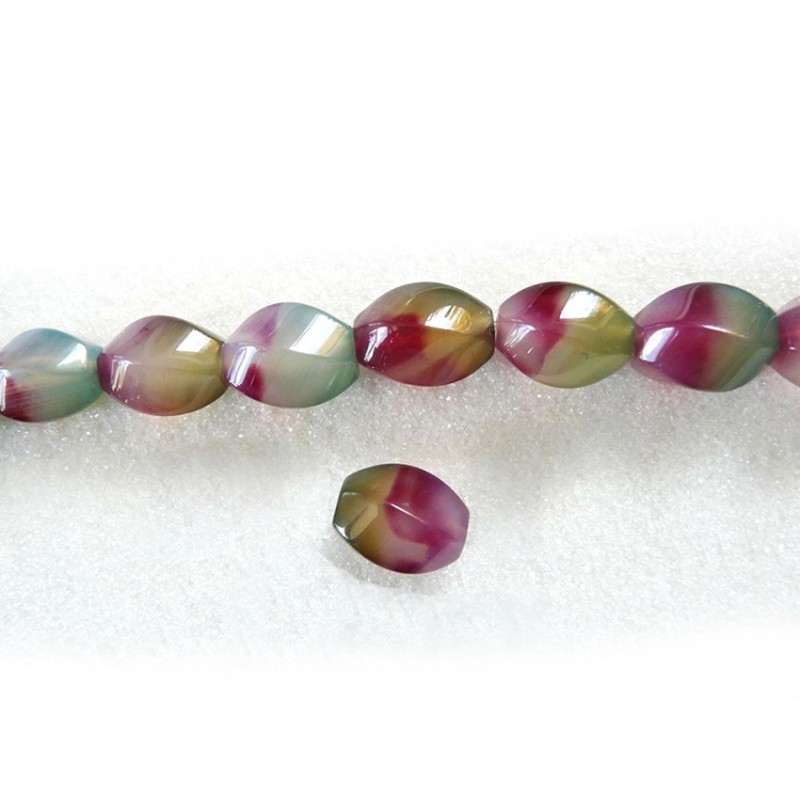 Agate-Brésil-losange-spirale-lisse-Vert-Violet-15 x 20MM x1-G155-48-555