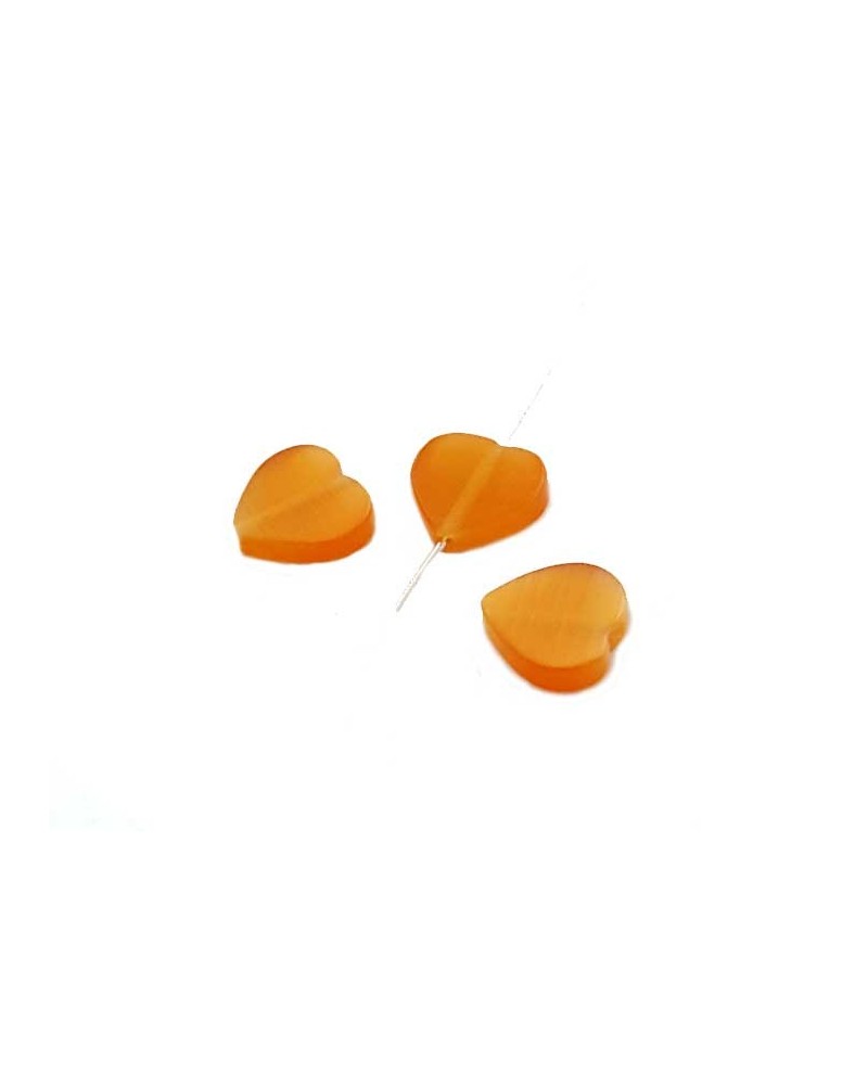 Coeur oeil de chat 8mm orange X 5