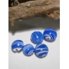 Céline Wojcik    Ensemble de 5 Perles Plate Blanc et Bleu- marine