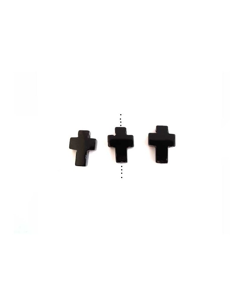 Croix Agate 16x12mm Noir x1