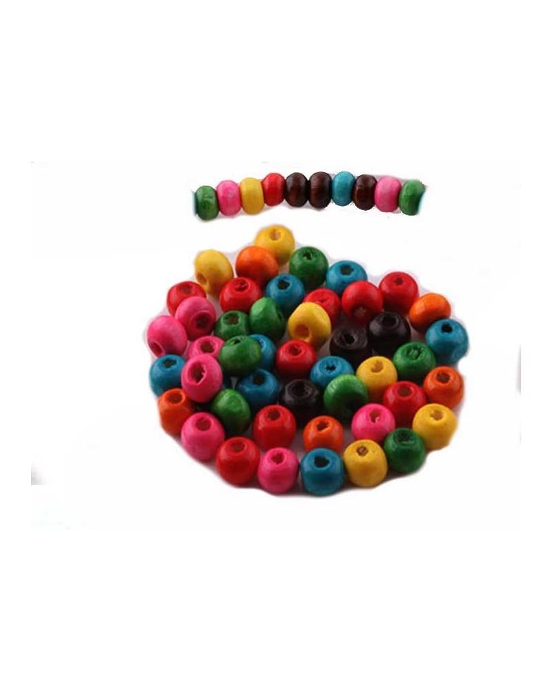 Perles en bois 6x5mm couleurs mélangées x100