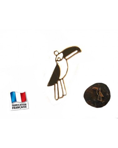 Breloque Oiseau Toucan 8x15mm doré x1