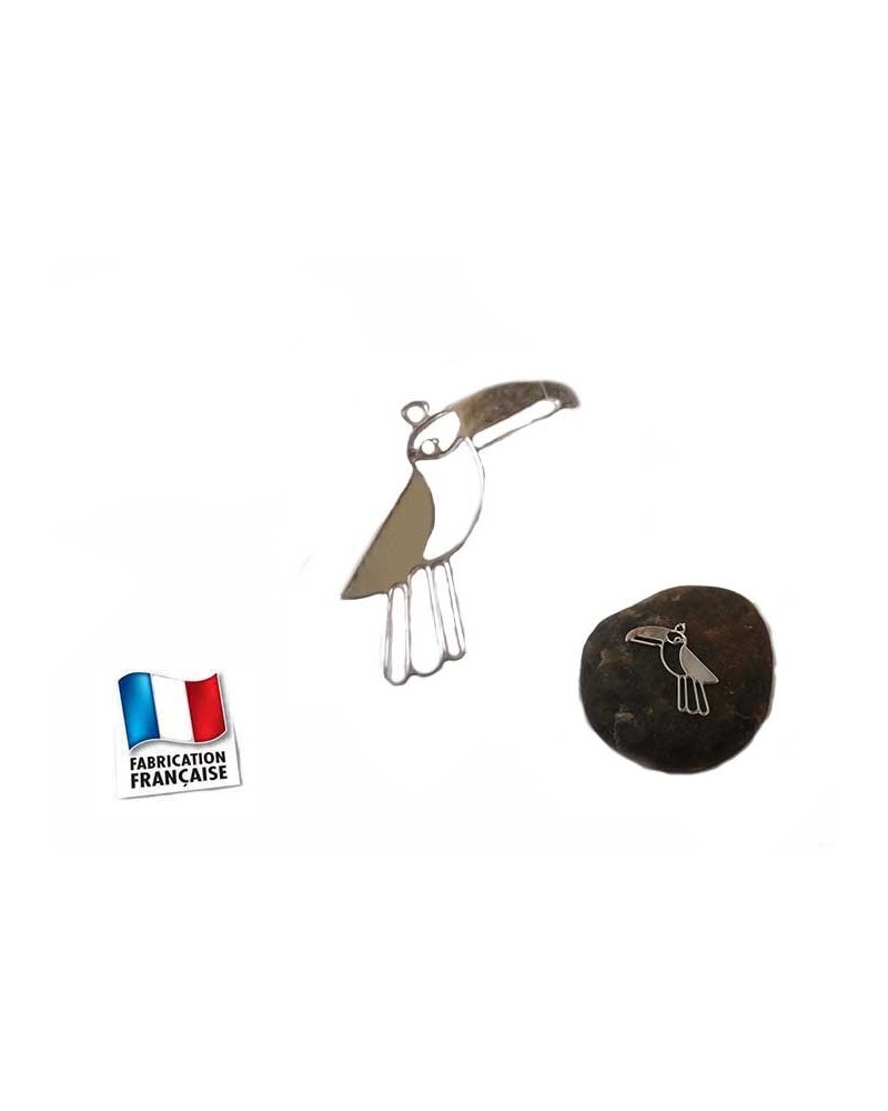 Breloque Oiseau Toucan 8x15mm argenté x1