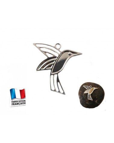 Breloque Oiseau colibri 11X14mm argenté x1