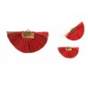 Pendentif Eventail 35x20mm franges simili cuir Rouge x1
