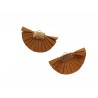 Pendentif Eventail 35x20mm franges simili cuir caramel x1