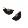 Pendentif Eventail 35x20mm franges simili cuir Noir x1