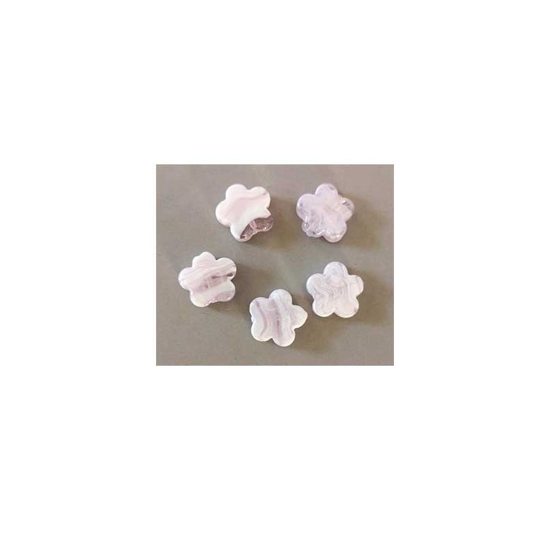 Fleur verre 20mm Rose et blanc X 1