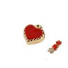 Breloque coeur 8x7,5mm émaillé rouge doré X1