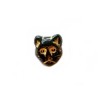 Tête de chat  en verre de Bohême 12mm Noir X1