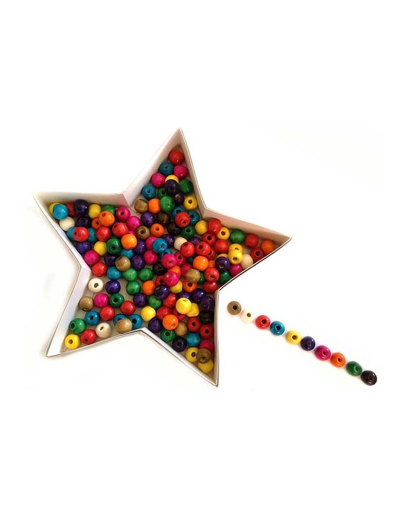 Perles en bois 14mm mix couleurs X 35