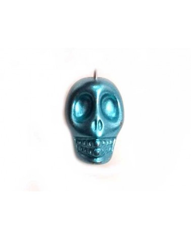 Tête de mort 13mm laqué Bleu x1