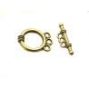 Fermoir T 3 rangs cercle14 mm bronze X 1