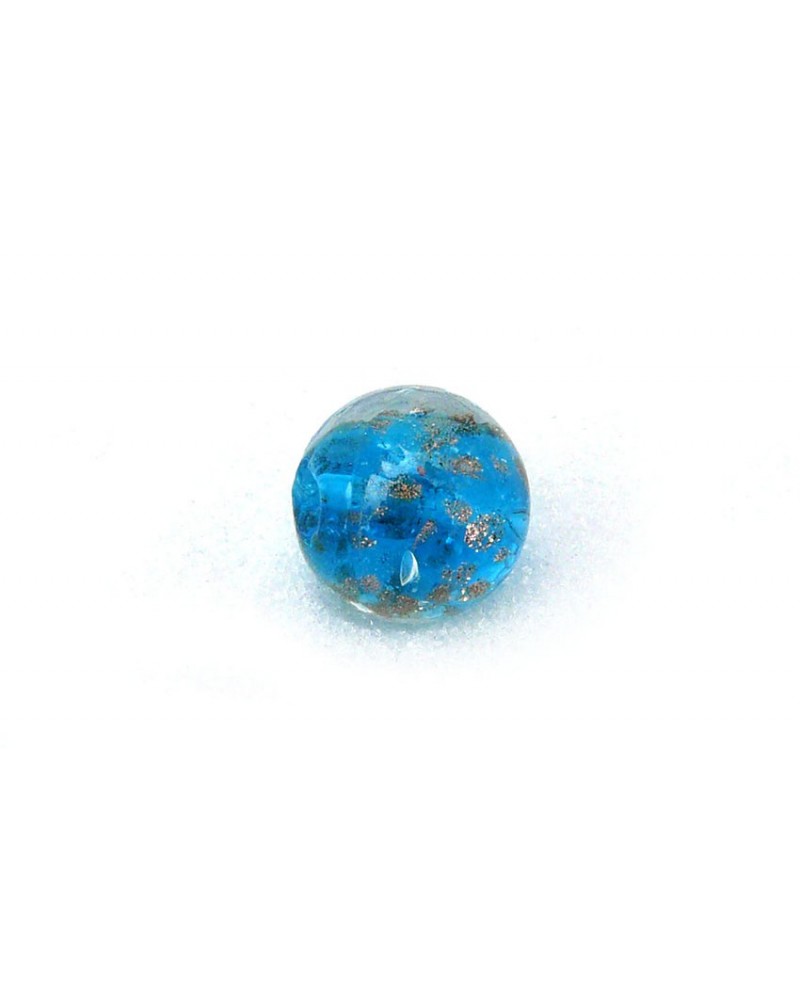 Perle- Bleu-Turquoise-en- verre-feuille-d'or-14mm x 1-B57-6