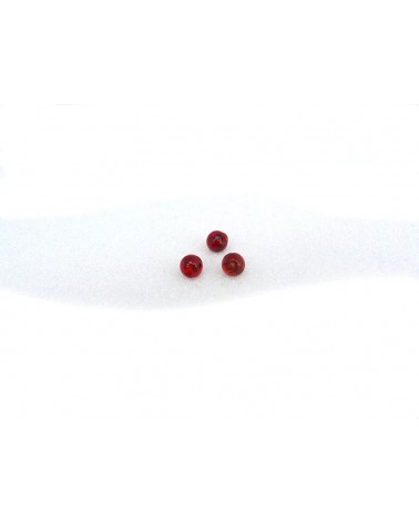 Perle-verre-Rouge-feuille-d'argent-6mm x 15