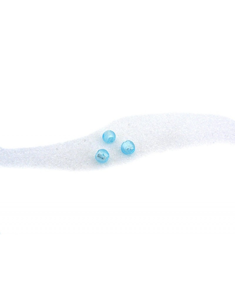 Perle-verre-Bleu-ciel-feuille-d'argent-6mm x 15