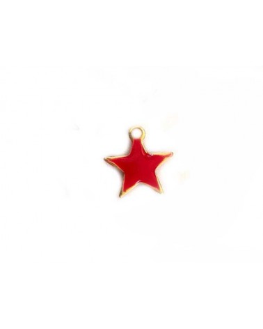 Breloque étoile 10mm émail rouge x1