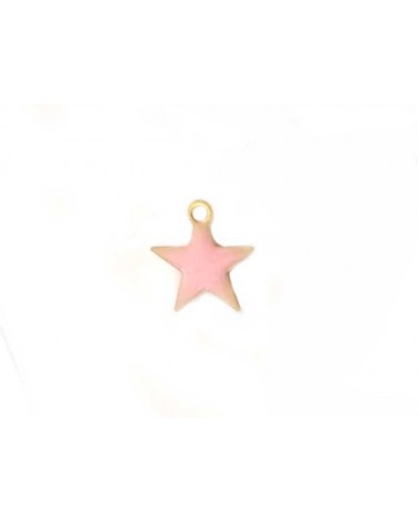 Breloque étoile 10mm émail rose x1