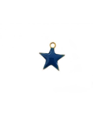 Breloque étoile 10mm émail bleu x1