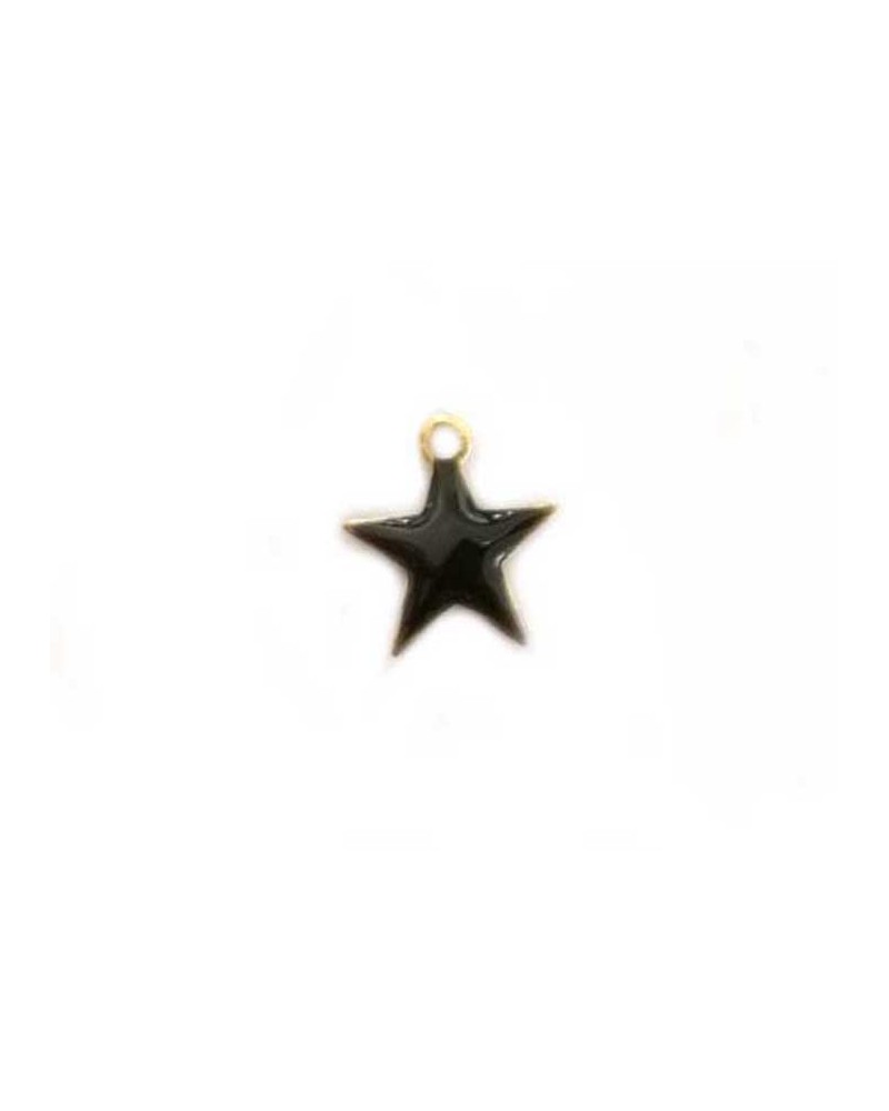 Breloque étoile 10mm émail noir x1