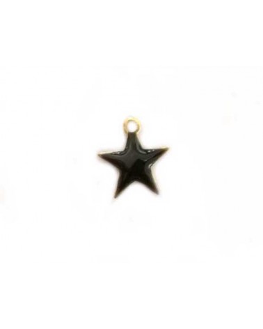 Breloque étoile 10mm émail noir x1