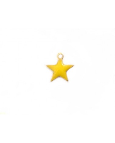 Breloque étoile 10mm émail jaune x1