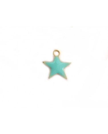 Breloque étoile 10mm émail  Turquoise x1