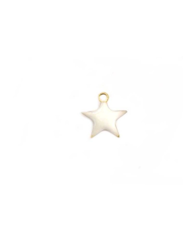 Breloque étoile 10mm émail  blanc x1