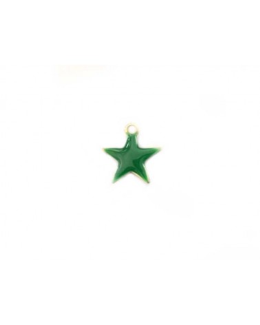 Breloque étoile 10mm émail vert x1