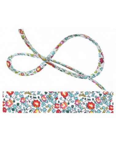 Cordon tissu liberty Eloïse bleu-rouge x 20cm