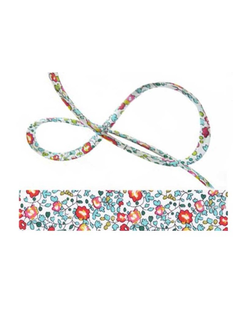 Cordon tissu liberty Eloïse bleu-rouge x 20cm