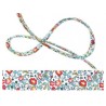 Cordon tissu liberty Eloïse bleu-rouge x 20cm