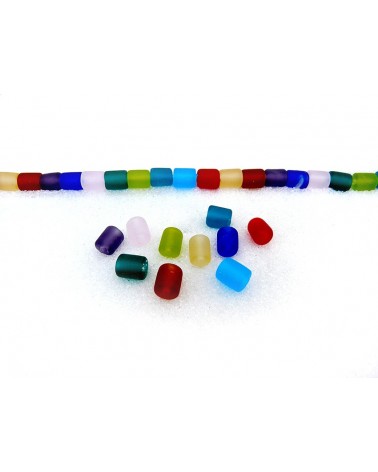 10 perles givrées en  verre de  Murano 7 x6 mm-couleurs mélangées